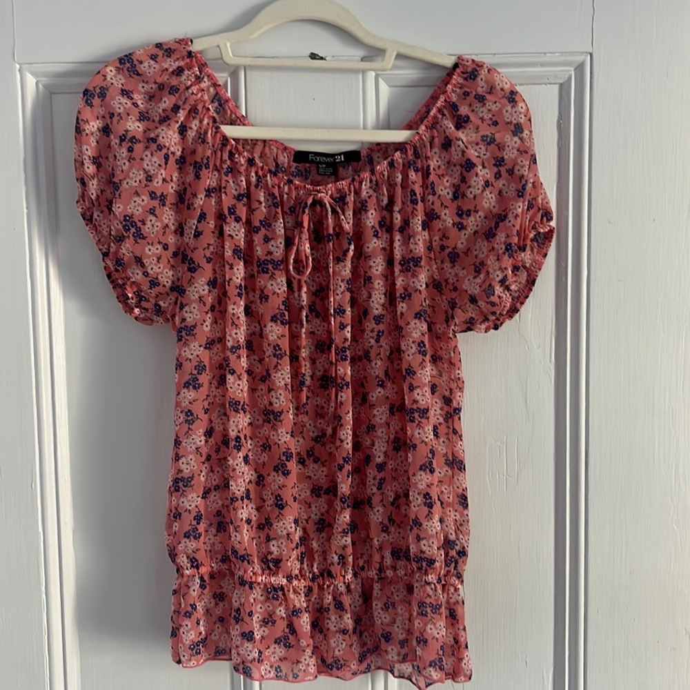 Pink floral short sleeve top